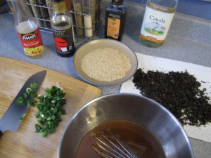 Ingredients for Sesame Ginger Garlic Green Tea Dressing